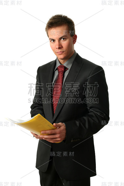 持文件的年轻商人