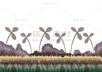 卡通向量自然景观背景与分离的层