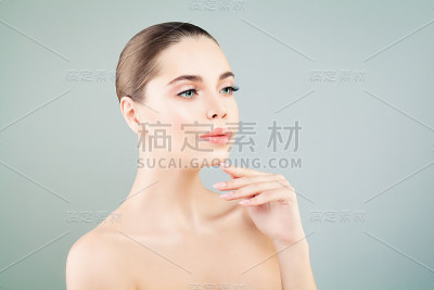 健康皮肤，护肤，面部护理和美容的水疗女孩