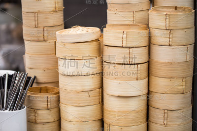 点心竹蒸笼。