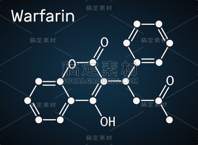 华法林,C19H16O4分子。华法林是一种抗凝药物，通常用于防止血凝块的形成。骨骼的化学公式