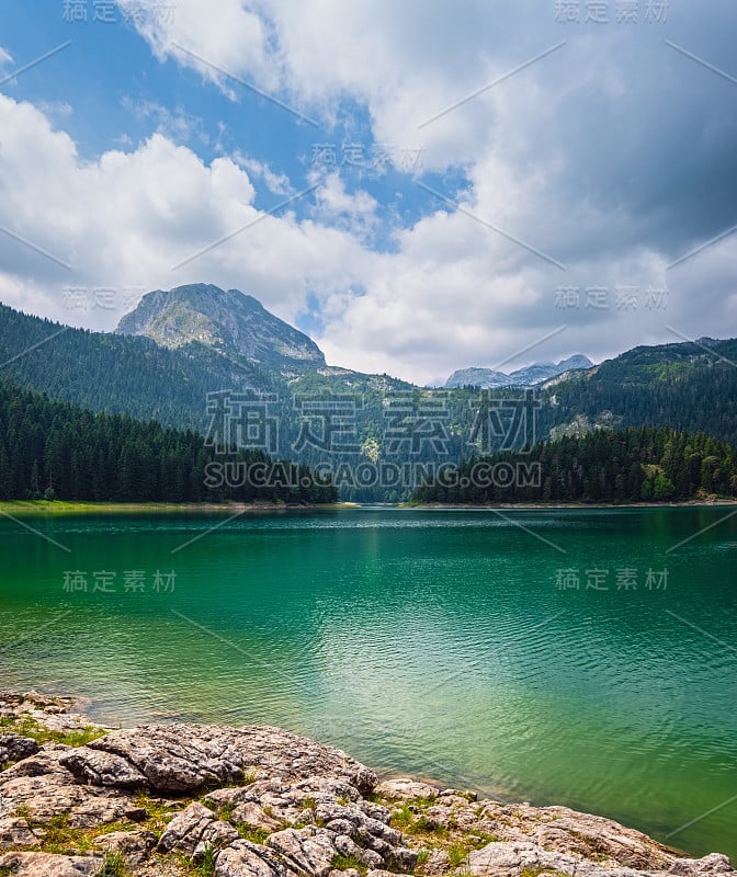 黑湖(Crno jezero)夏季景观。Zabljak直辖市,黑山。