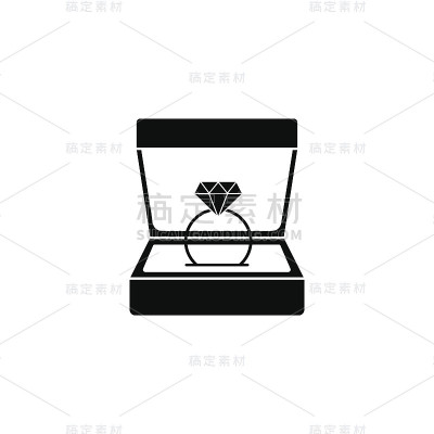 结婚钻石戒指在礼盒固体图标