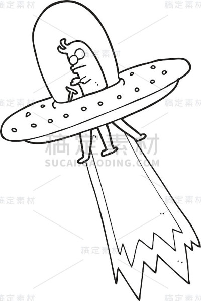 黑白卡通飞碟