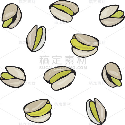 开心果小吃涂鸦风格。核桃矢量图