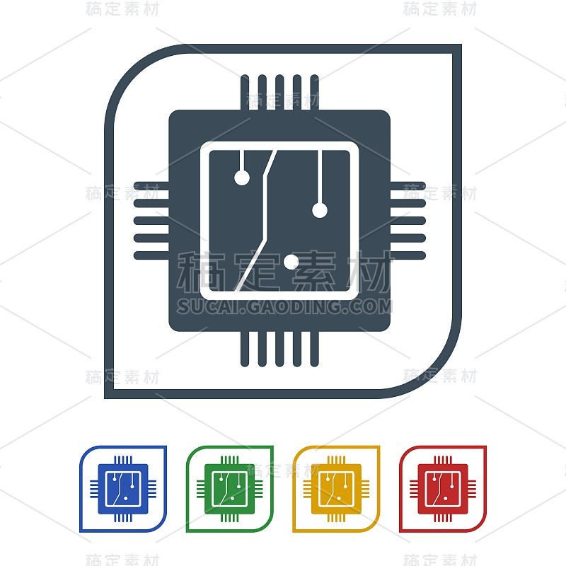 处理器图标隔离在白色背景