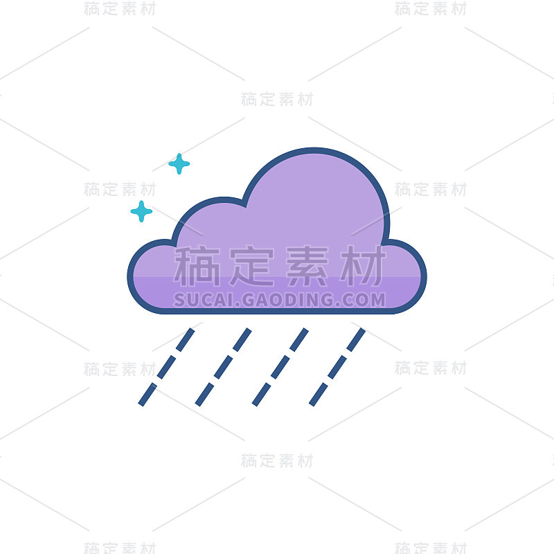 平坦的颜色图标-雨云