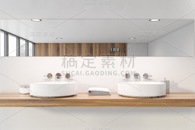 白色浴室的双水槽