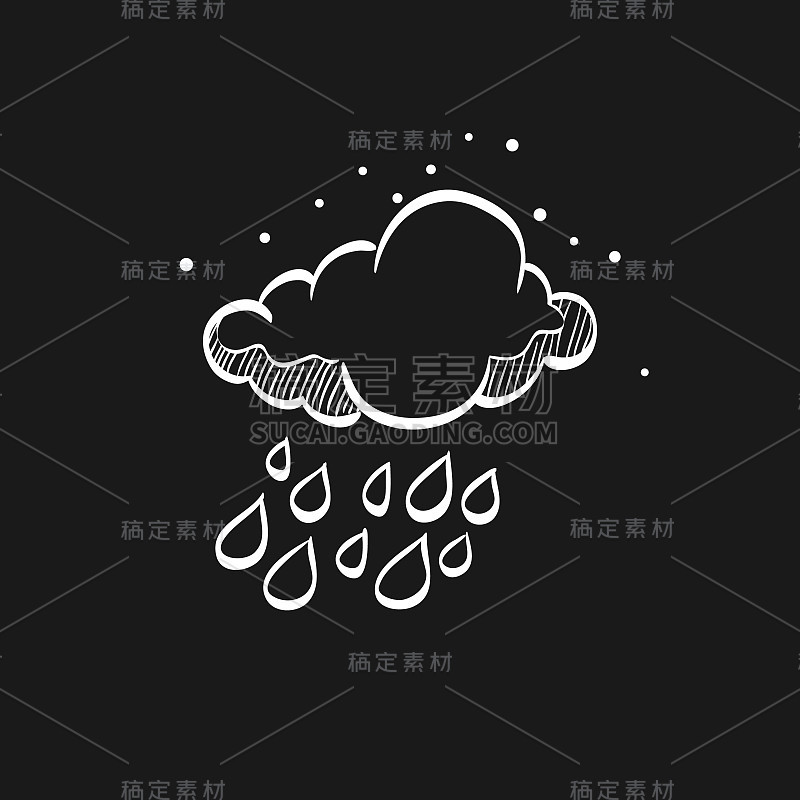 素描图标在黑色-雨云