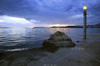 克罗地亚斯普利特海面上的日落