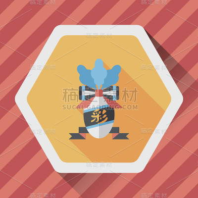 中国新年杂技女孩平图标与长影子