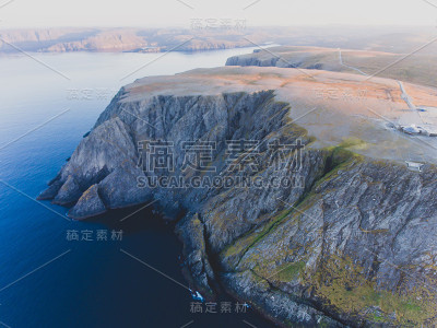 挪威的北角，挪威大陆和欧洲的最北端，芬马克郡，无人机拍摄的航拍照片