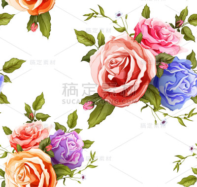 向量现实玫瑰花束无缝模式