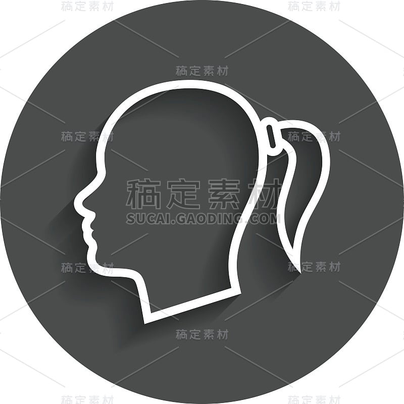 头标志图标。女人的女人的头。