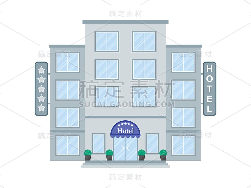 酒店建筑图标平面矢量