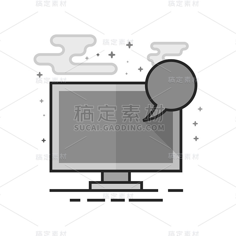 平面灰度图标-桌面计算机