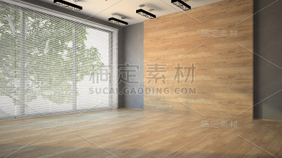空房间与木墙3D