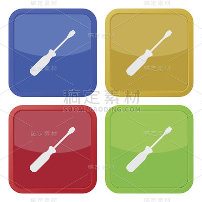 一套四个方形图标与螺丝刀