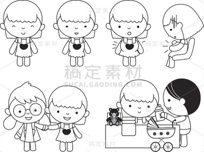怀孕的漂亮女孩。矢量图