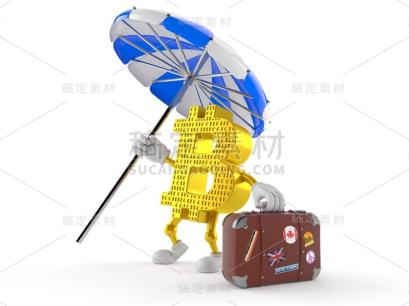 带行李箱的比特币字符