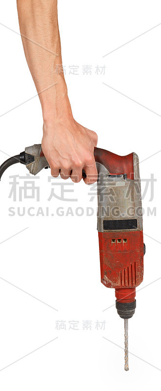 男人的手里拿着一个棕色的钻子
