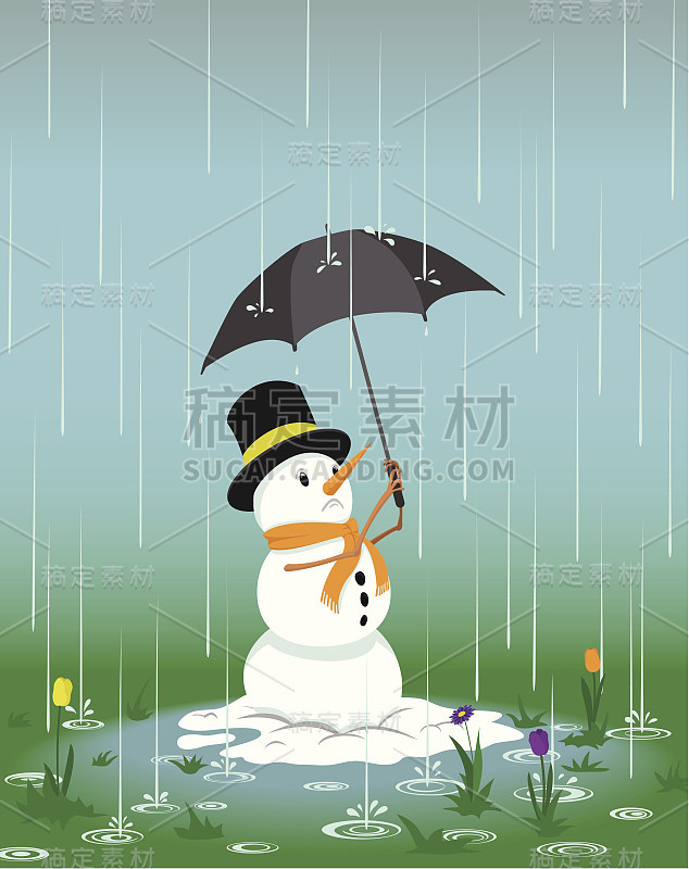 雨中的雪人