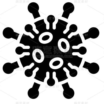 病毒或细菌矢量插图，固体样式图标
