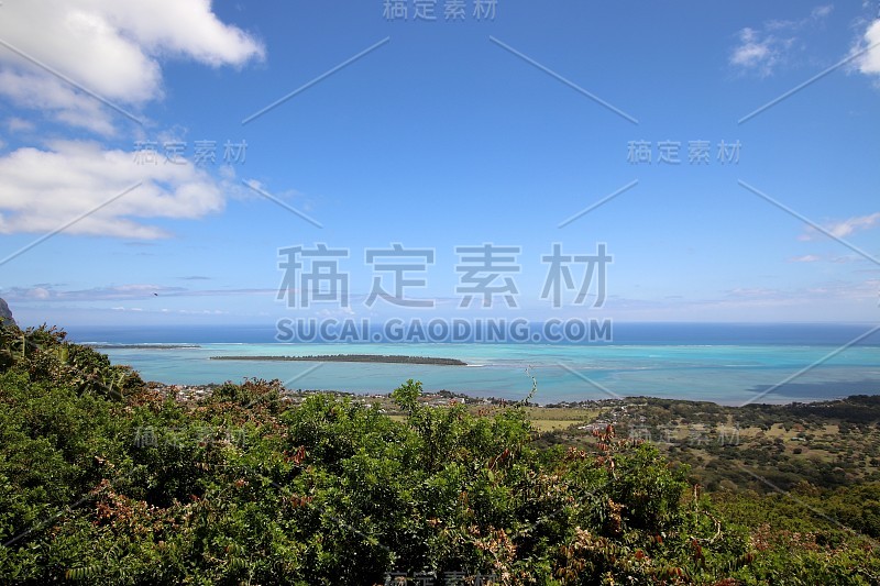 Panorama View海岸线Le Morne, Case Noyale, Tamarin, Fl