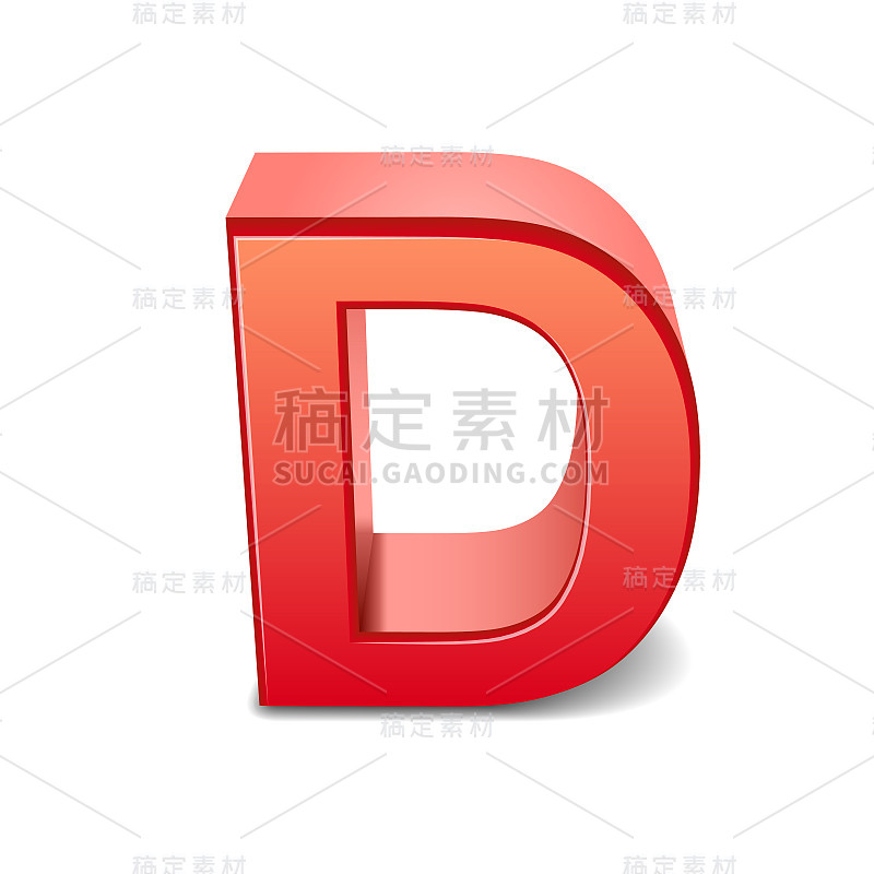 3d红色字母D