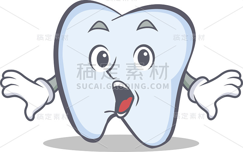 惊喜牙齿人物卡通风格矢量插图