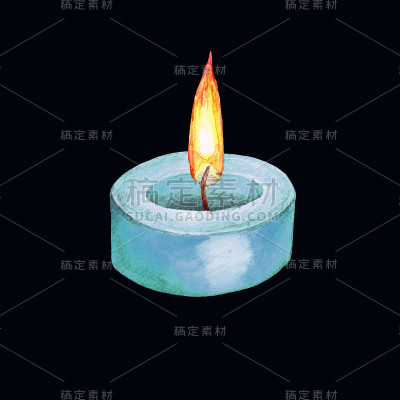 点燃蜡烛的水彩画。