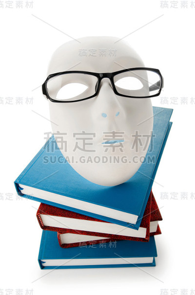 阅读理念与面具，书籍和眼镜