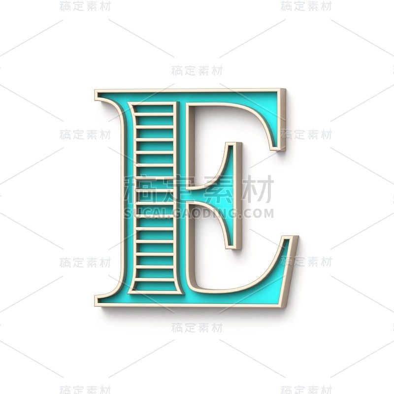 经典老式字体字母E 3D