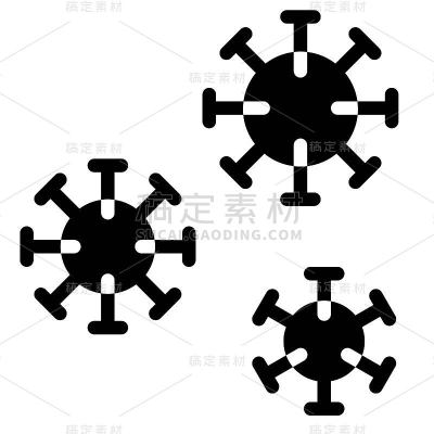 病毒或细菌矢量插图，固体样式图标