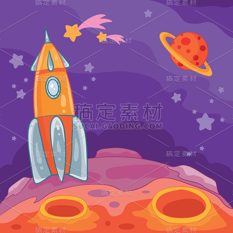 矢量卡通插图的一个未知的神奇的行星，外星宇宙