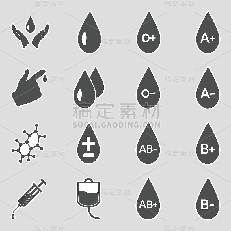 血型图标。贴纸设计。矢量插图。