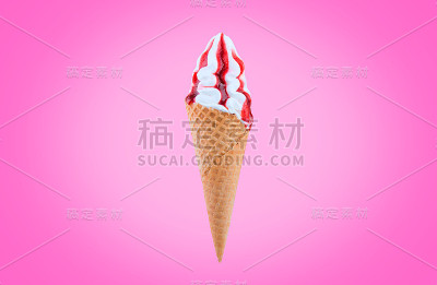 华夫蛋筒装的冰淇淋