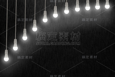 灯泡在深灰色纹理背景