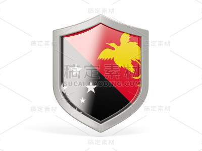 盾牌图标与旗帜的巴布亚新几内亚