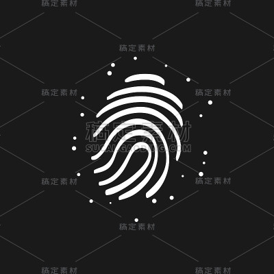 草图图标在黑色-指纹