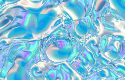 抽象几何晶体背景，彩虹色纹理，切割宝石，液体。