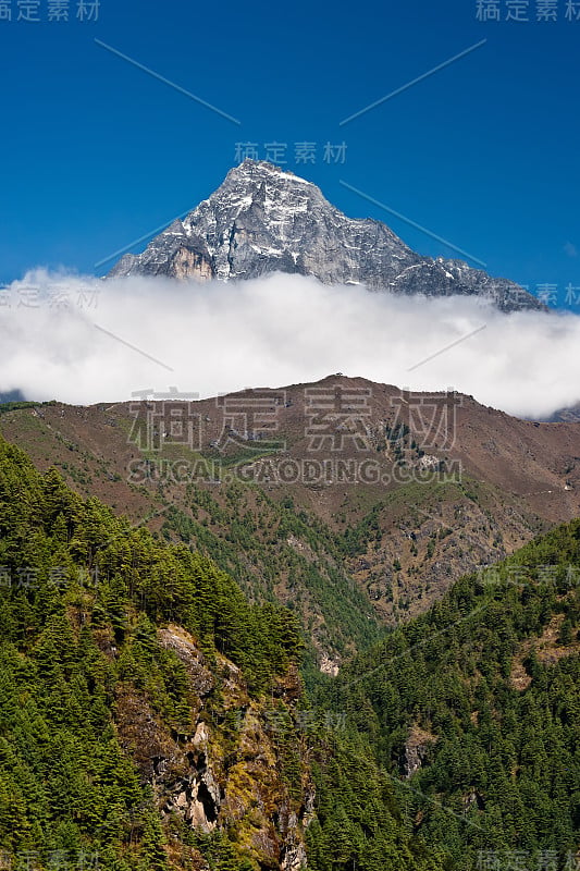 喜马拉雅景观:高山和森林