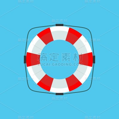 救生圈图标在平面风格孤立在一个灯光背景