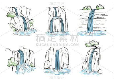 矢量插图的瀑布。