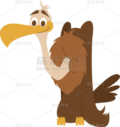 可爱的卡通秃鹫矢量插图