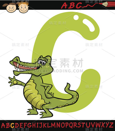 字母c为鳄鱼卡通插图