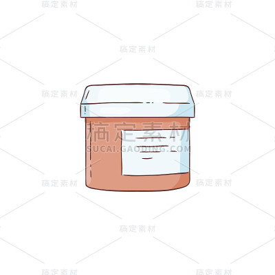 奶油罐绘制孤立的白色背景