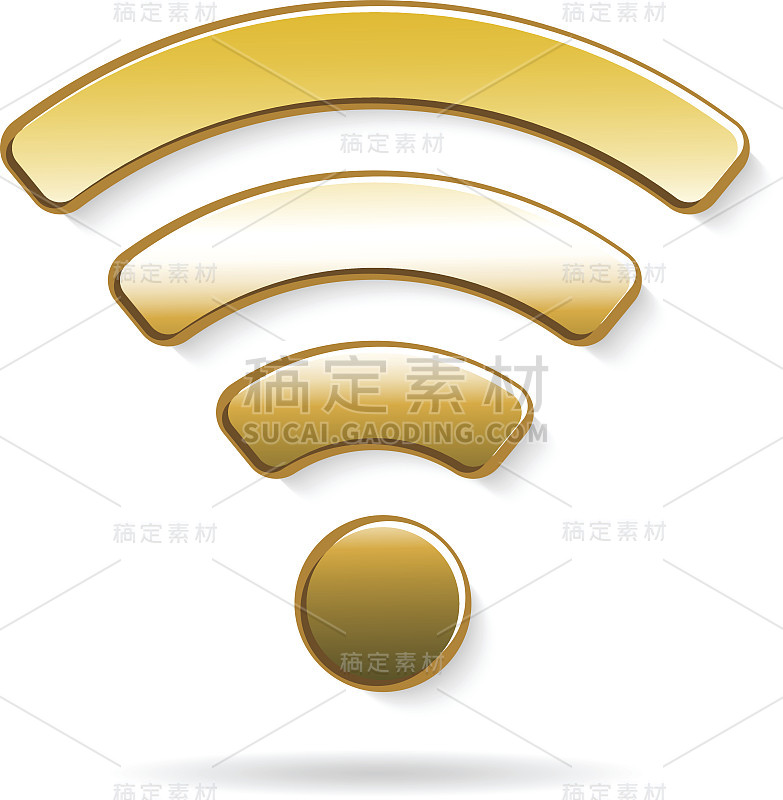 金色的wifi。矢量图形设计