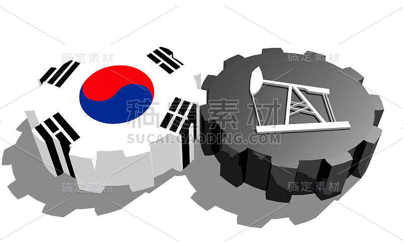 带有韩国国旗纹理的油泵齿轮