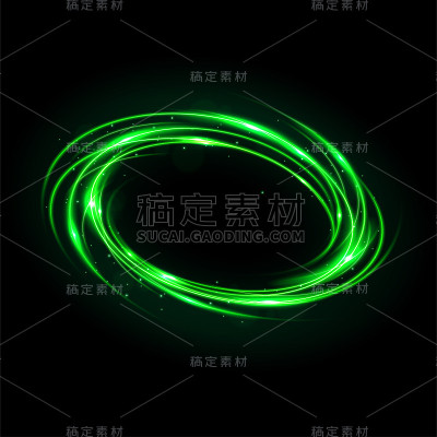 圆形绿光扭曲，适用于产品广告、产品设计等。